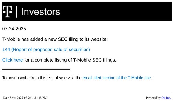 T-Mobile - 144 (Report of proposed sale of securities) SEC Filing