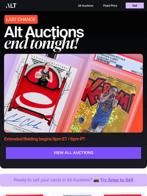 Alt Auctions close tonight 🚨