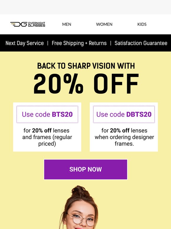 Back to Routine? Get 20% OFF New Glasses 🎓