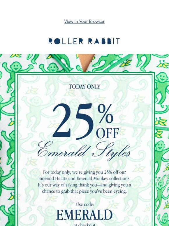 One Day Only! 25% Off Emerald Styles 💚
