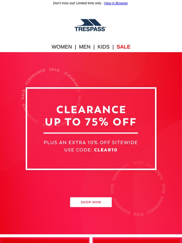 Clearance | Up to 75% Off + Extra 10% Off