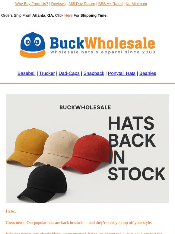 bc Hats Are Back! Grab Yours at BuckWholesale Now