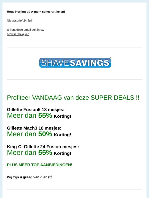 DagDeals > -55% ! Gillette Fusion5, Mach3, Venus, King C mesjes > 50% KORTING! + meer TOP AANBIEDINGEN!