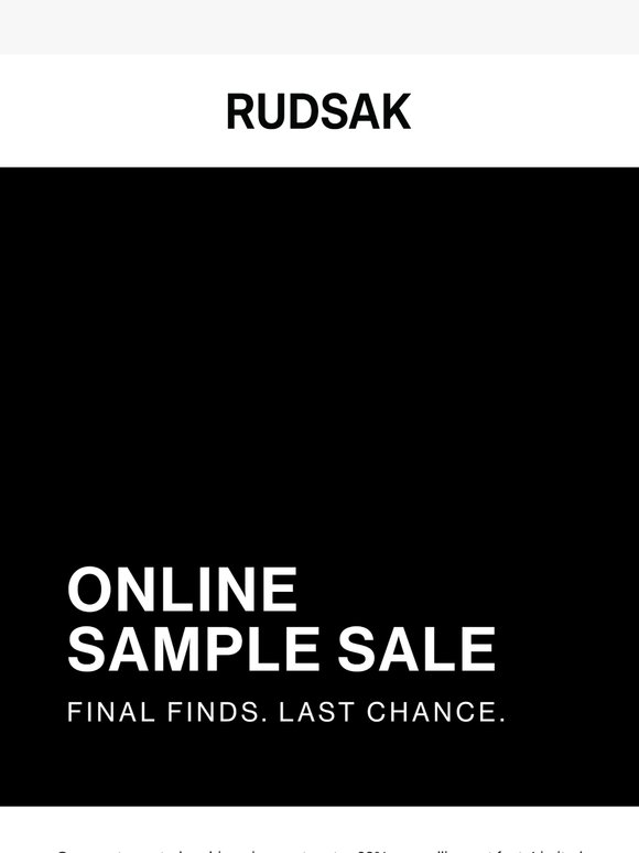LAST CHANCE: Online Sample Sale Ending soon