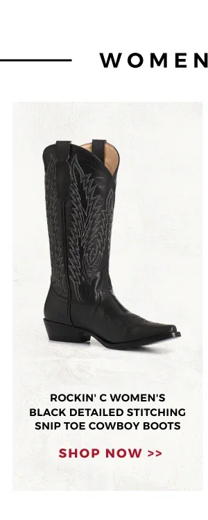 ROCKIN' C WOMEN'S BLACK DETAILED STITCHING SNIP TOE COWBOY BOOTS | SHOP NOW >>