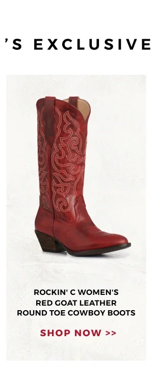 ROCKIN' C WOMEN'S RED GOAT LEATHER ROUND TOE COWBOY BOOTS | SHOP NOW >>