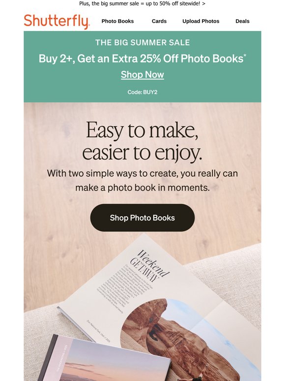 EXTRA 25% off photo books when you buy 2+!