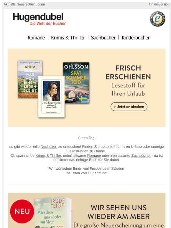 Guten Tag, neuer Lesestoff für Ihren Urlaub ⛱️📚