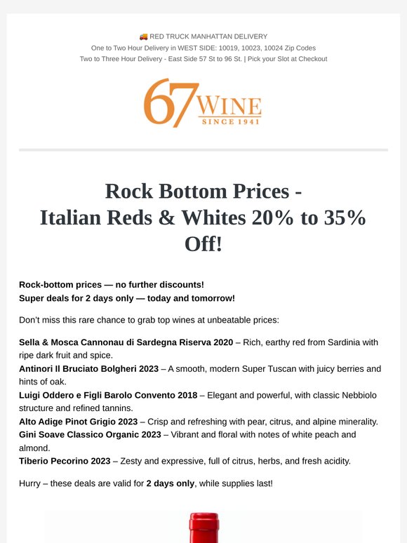Italian Reds & Whites 20% to 35% Off!