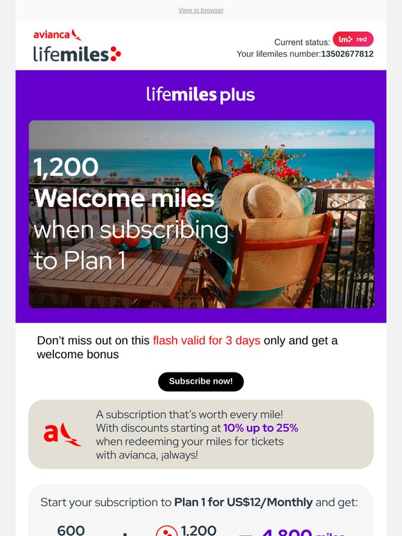 You’re running out of time…1,200 Welcome miles with LifeMiles plus