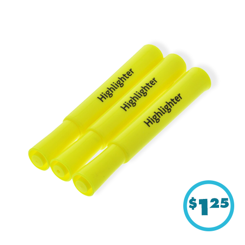 3 yellow Jot chisel point highlighters