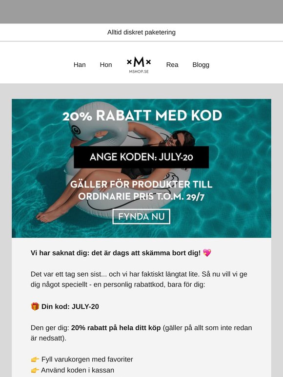 Kom tillbaka – och få 20% extra i korgen 🛒