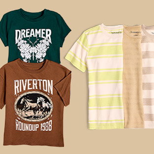 back-to-school deal. From $5.99 Kids' Thereabouts Tees, select styles. Coupon excluded. Also in plus, husky & adaptive sizes.
