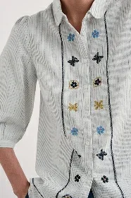 Image of the hope cottage embroidered organic cotton blouse 