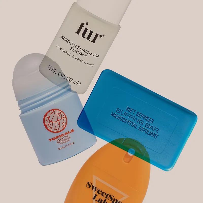 Collage of ingrown hair treatments