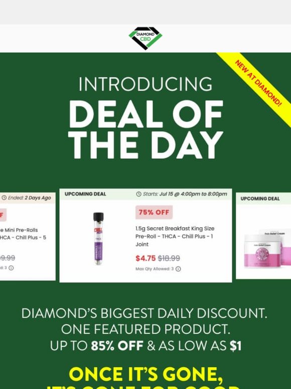 ⚡ Introducing: Deal of the Day! Up to 85% OFF Daily Deals!