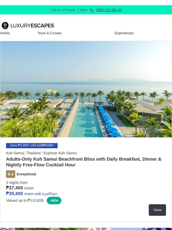 Adults-Only Koh Samui Beachfront Oasis w. Nightly Free-Flow Cocktail Hour