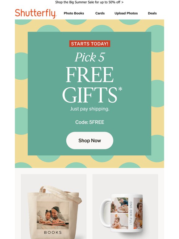 Pick 5 free gifts starts now! 😍