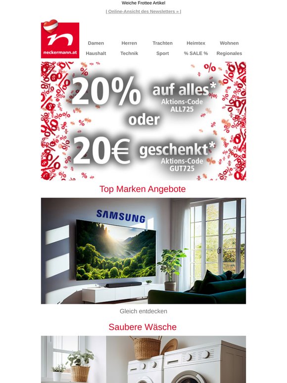 Groß sparen mit 20% auf alles oder 20€ geschenkt 😮