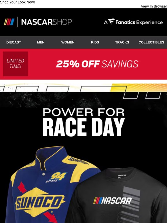 It’s Race Day: Take 25% Off NASCAR Gear