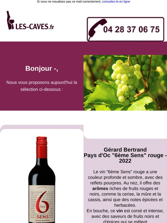 Aujourd'hui Pays d'Oc "6ème Sens" rouge et Champagne Lallier R 021 Brut