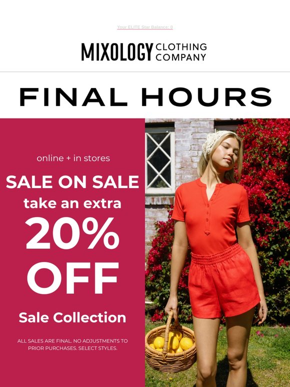 You’re About to Miss It—20% Off Sale on Sale
