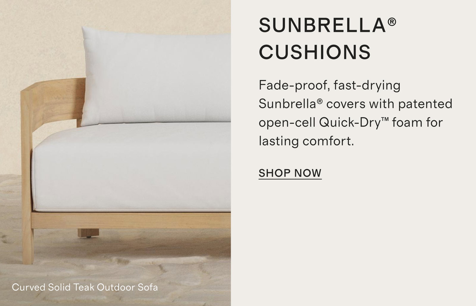Curved Solid Teak Outdoor Sofa