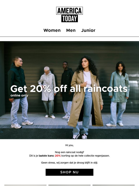 LAATSTE KANS | 20% OFF RAINCOATS