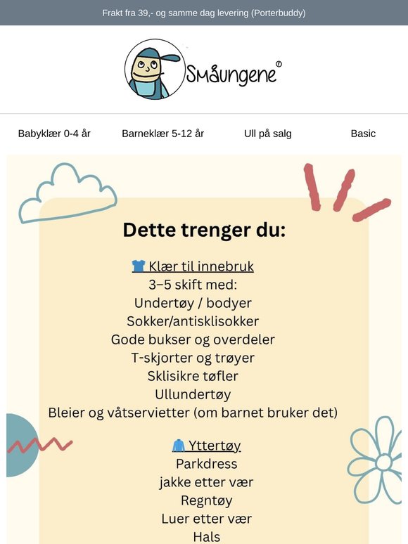 Dette trenger du til barnehagestart🐻