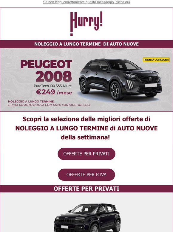 🚘HURRY! Noleggio | Le MIGLIORI OFFERTE della settimana 🚘 Scopri tutte le auto a noleggio a prezzi scontati!