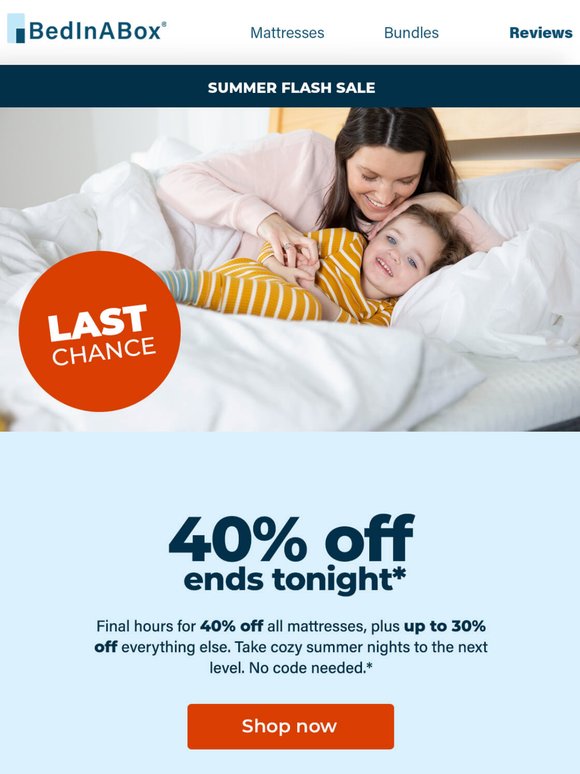 Final hours. 40% off.