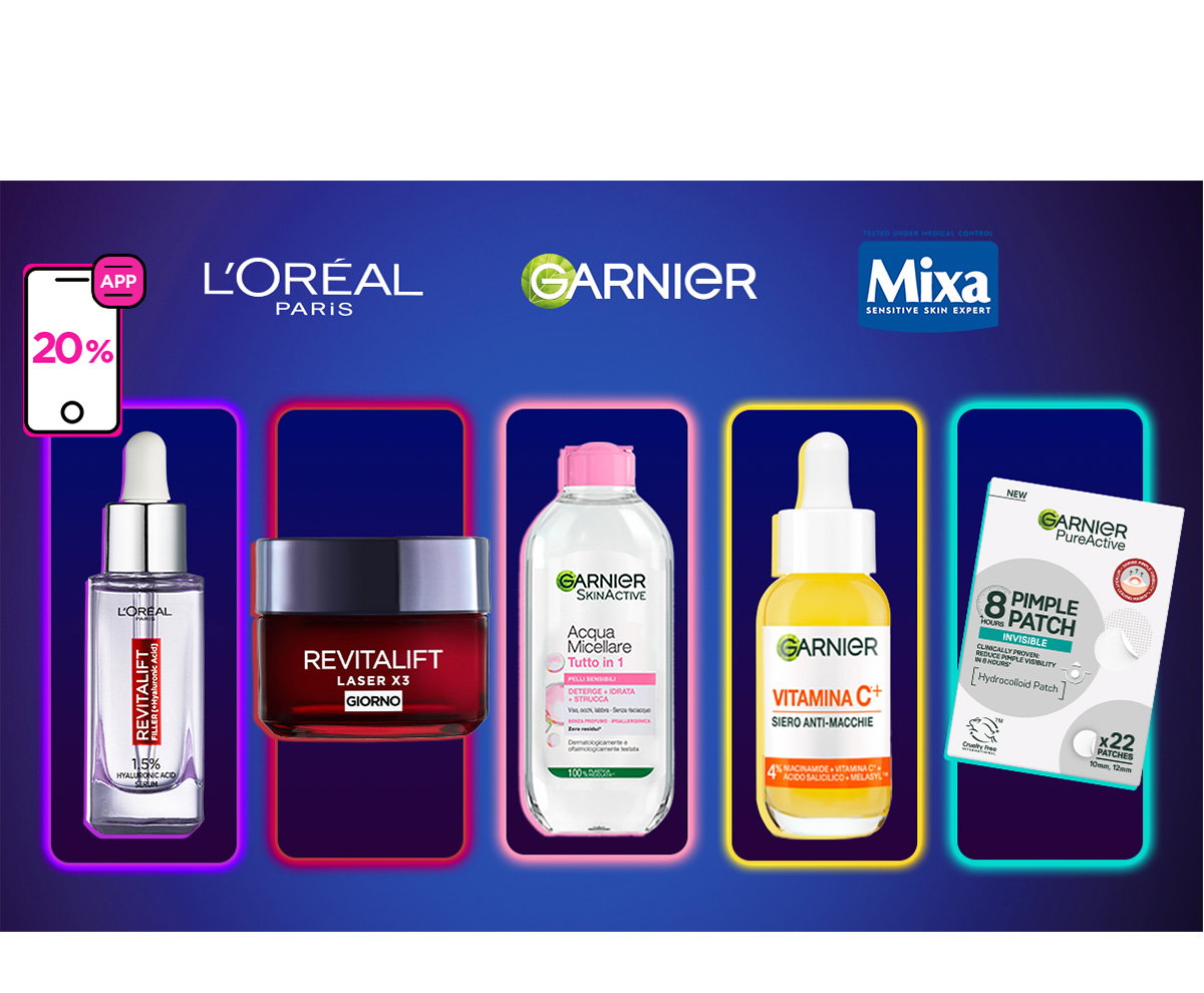 20% di sconto nell'app sui prodotti di skincare di marchi selezionati