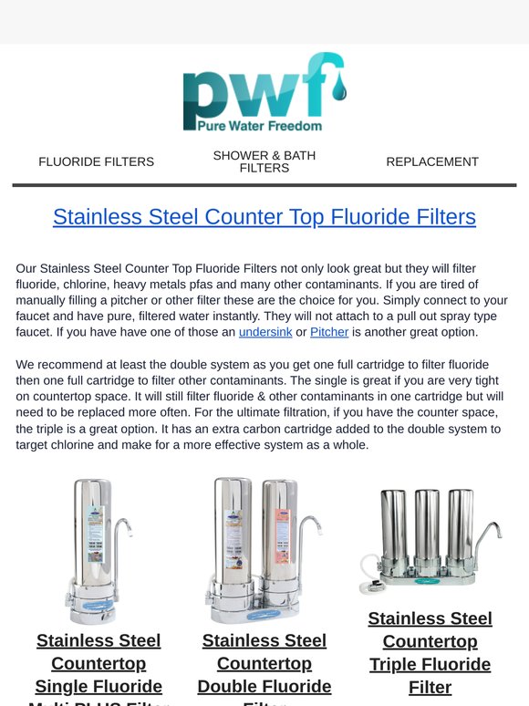 Fluoride Water Filters in Stainless Steel for the CounterTop!