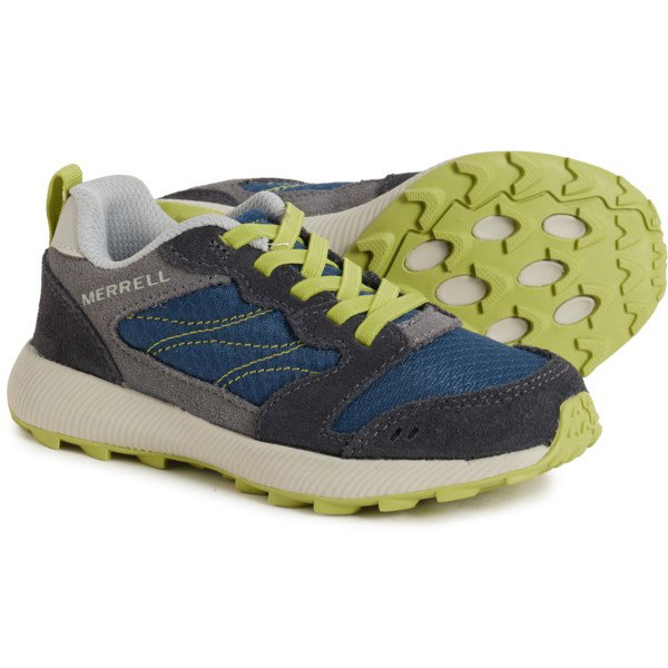 Merrell Boys Alpine 83 Shoes | Grey/Navy/Citron | Size 1C | Suede