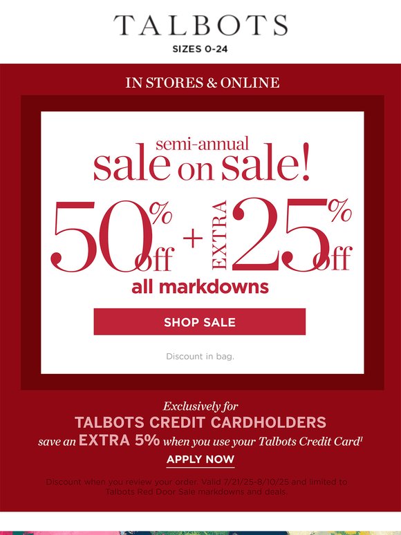 WOW! Extra 50% + 25% off all markdowns
