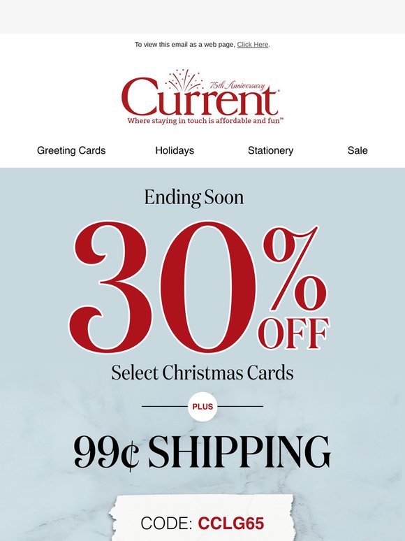 REMINDER: Up to 30% off all Christmas cards