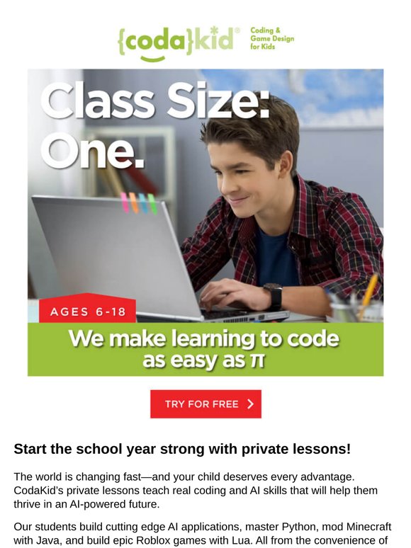 Start the School Year Strong with Private Coding + AI Lessons 💪