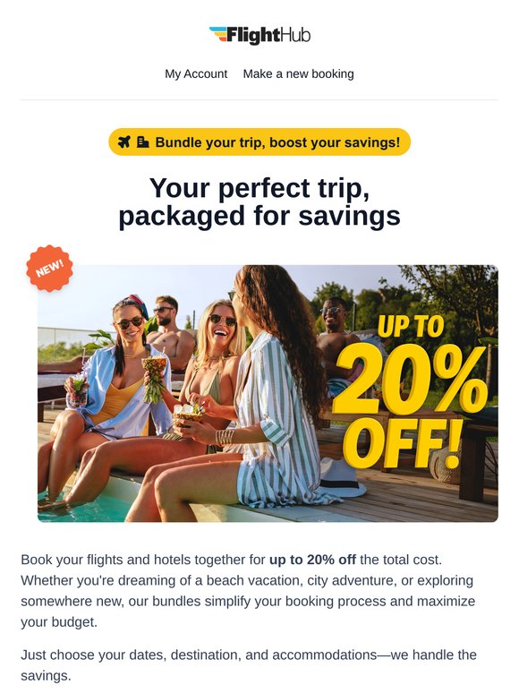 🛫 Flight + Hotel bundles just landed—save up to 20%!