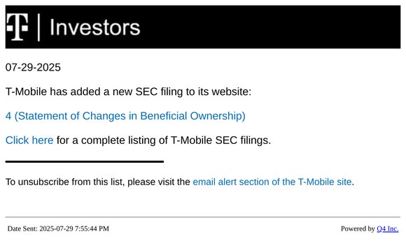 T-Mobile - 4 (Statement of Changes in Beneficial Ownership) SEC Filing