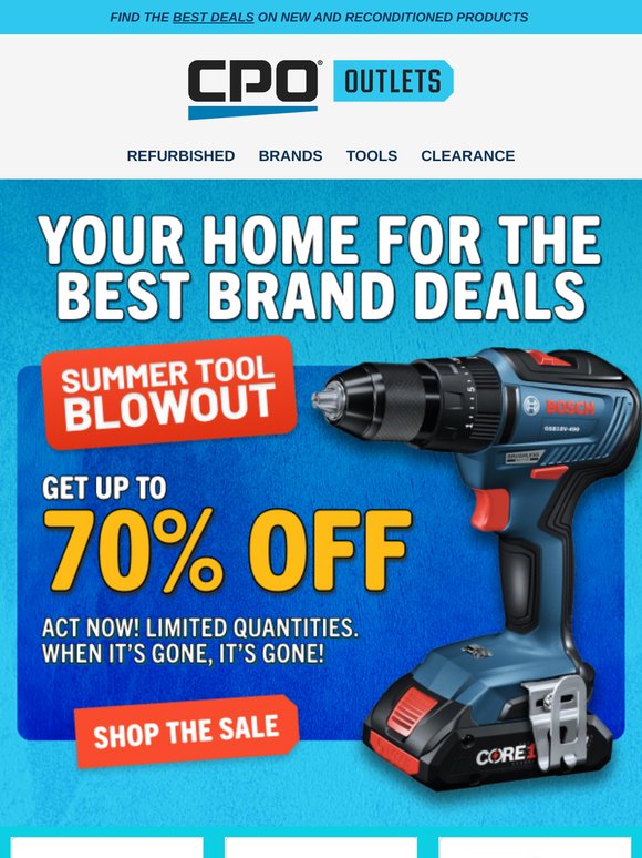 Starts Today: Up to 70% Off in the Summer Tool Blowout!