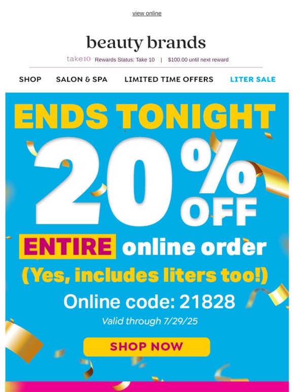 LAST CALL: 20% off your ENTIRE order!