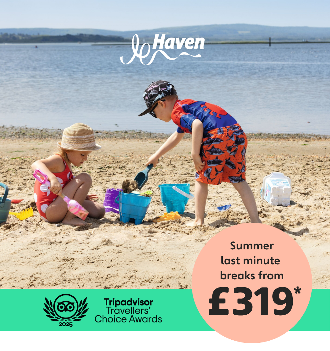 Two kids having fun in the sand on the beach
