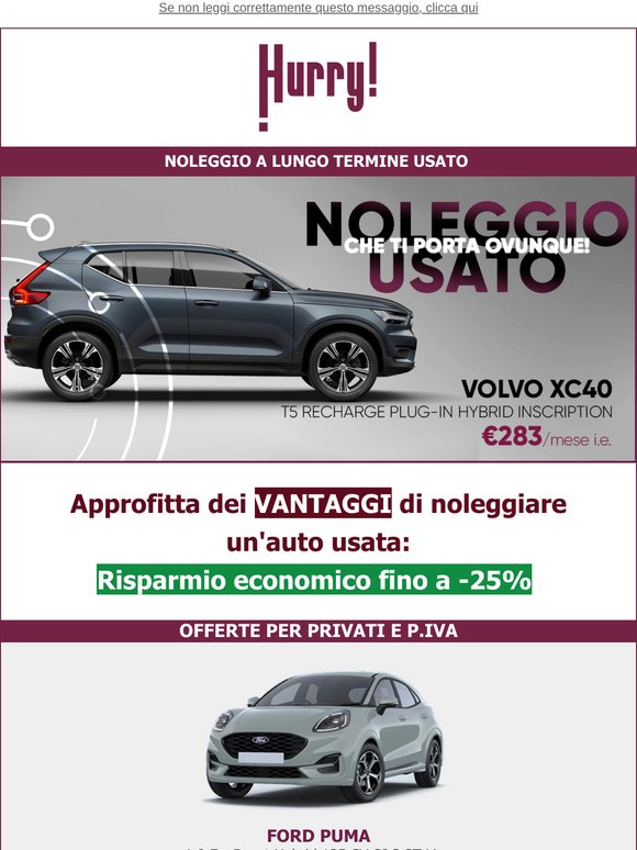 💲FINO al -25% sul NOLEGGIO DI UN' AUTO USATA🚘: XC40, Leon, BMW X3, e tante altre!