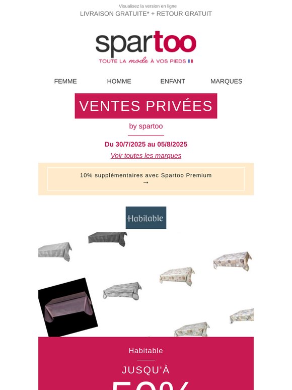 😵 Jusqu'à -50 % : Les jours fous c'est maintenant, sur Habitable, Douceur d intérieur, Jack & Jones, Teddy Smith et Morgan en livraison gratuite