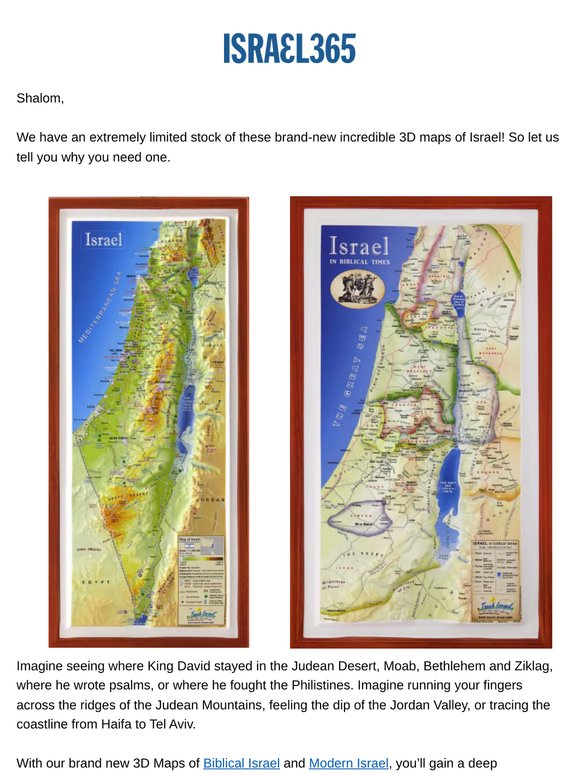 Limited Edition 3-D Maps of Israel – Get Yours Now...