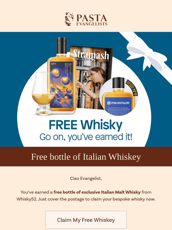You’ve earned Italian whisky - on us!