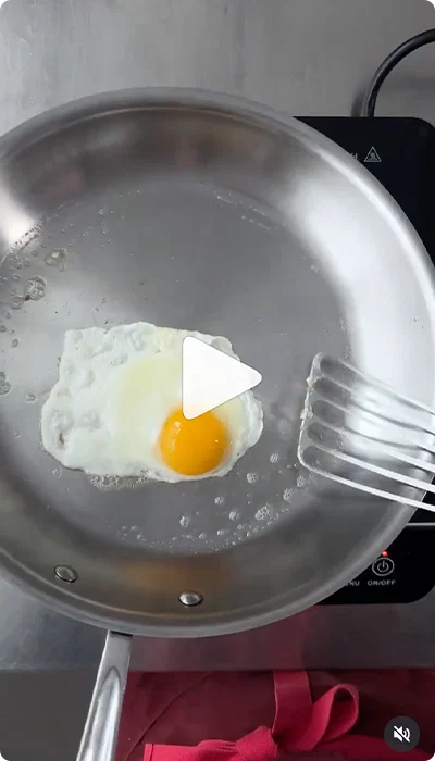Instagram reel showing how to make a stainless-steel skillet nonstick
