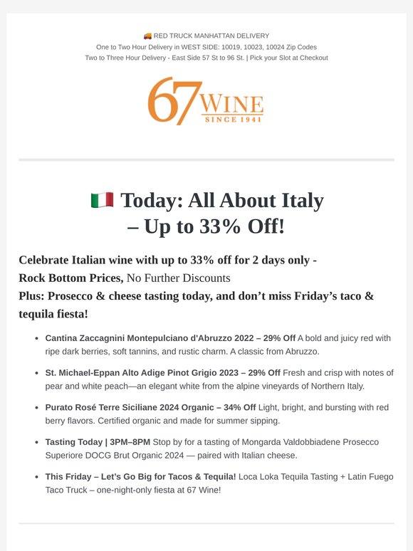 Taste Italy Today: Up to 34% Off - Cantina Zaccagnini, St. Michael Eppan, Purato Rose and More!
