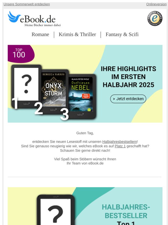 Guten Tag, DAS sind die Halbjahresbestseller!😍