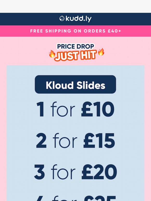 PRICE DROP: 87% OFF Kloud Slides 🚨